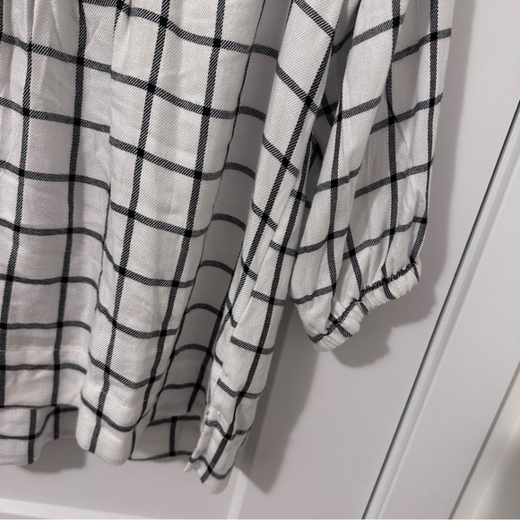 Wrangler Black White Plaid Loose Fit Blouse Size Large Women’s - Picture 4 of 7
